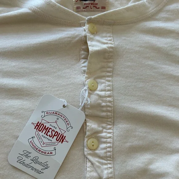 NWT J.Crew x Homespun Knitwear S/S Coalminer Henley in Natural Ivory, Slim Fit - Picture 3 of 4